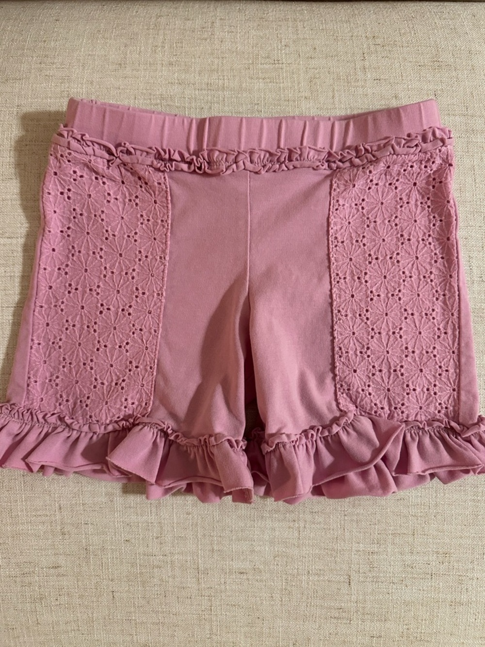Girls Size 4 Matilda Jane Dusty Pink Ruffle Crochet Shorts